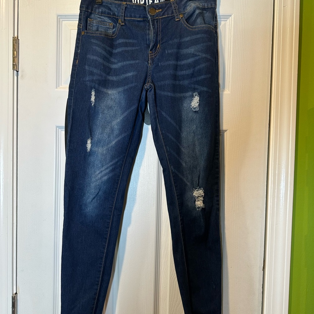 VIP Dark Blue Distressed Skinny Jeans